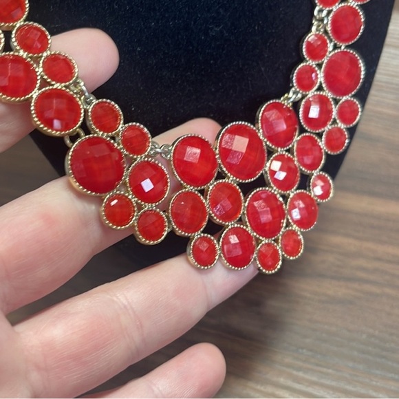 Bold Red Statement Bib Necklace - Picture 2 of 3